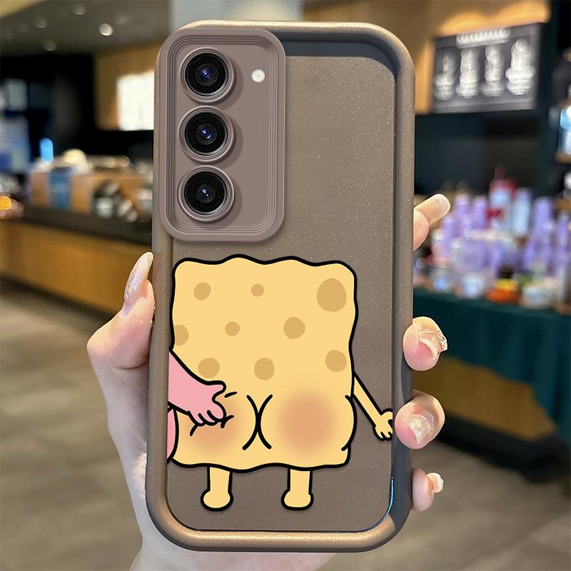 Cute S-SpongeBobs Pinch Butt Phone Soft Case For Samsung Galaxy S25 S24 S23 S21 Ultra Plus S25 S23 S20 Silicone Shockproof Cover