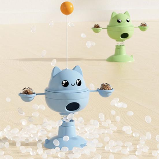 Wobbling Cat Toy with Suction Cup Interactive Cat Teaser Wand Toy with Gall Fruit Balls Treat Dispenser Toy for Indoor Cats Entertainment