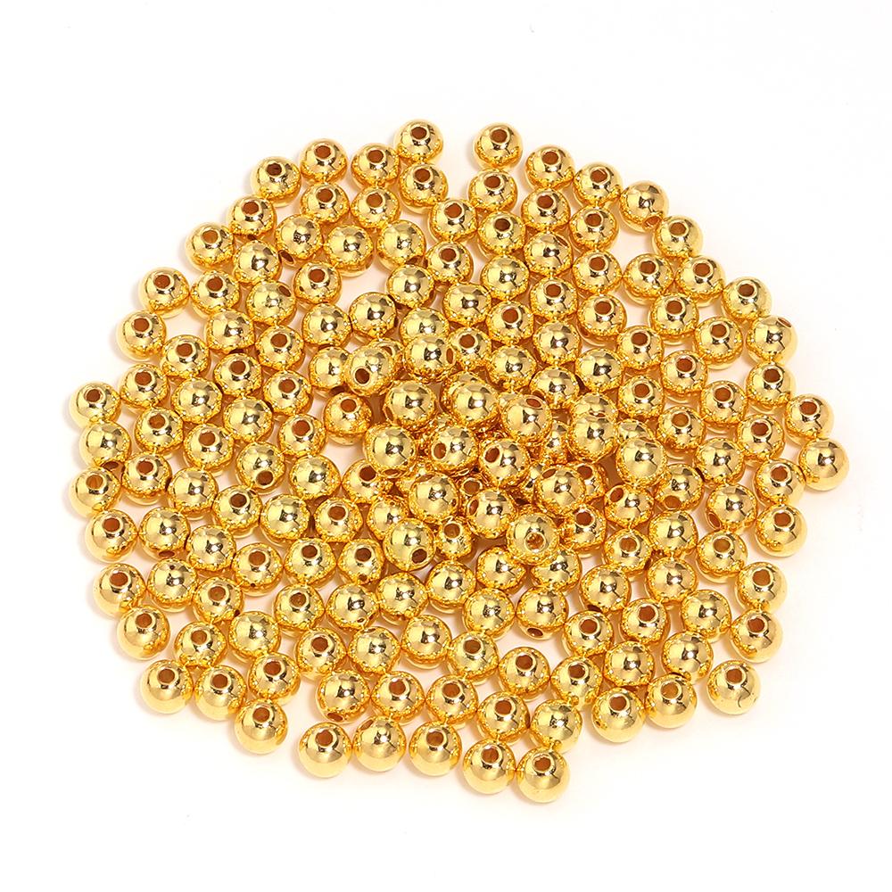 10-1000pcs ABS Imitation Pearl Beads 3-20mm Gold Round Loose Spacer Beads For DIY Jewelry Making Bracelet Necklace Acessories