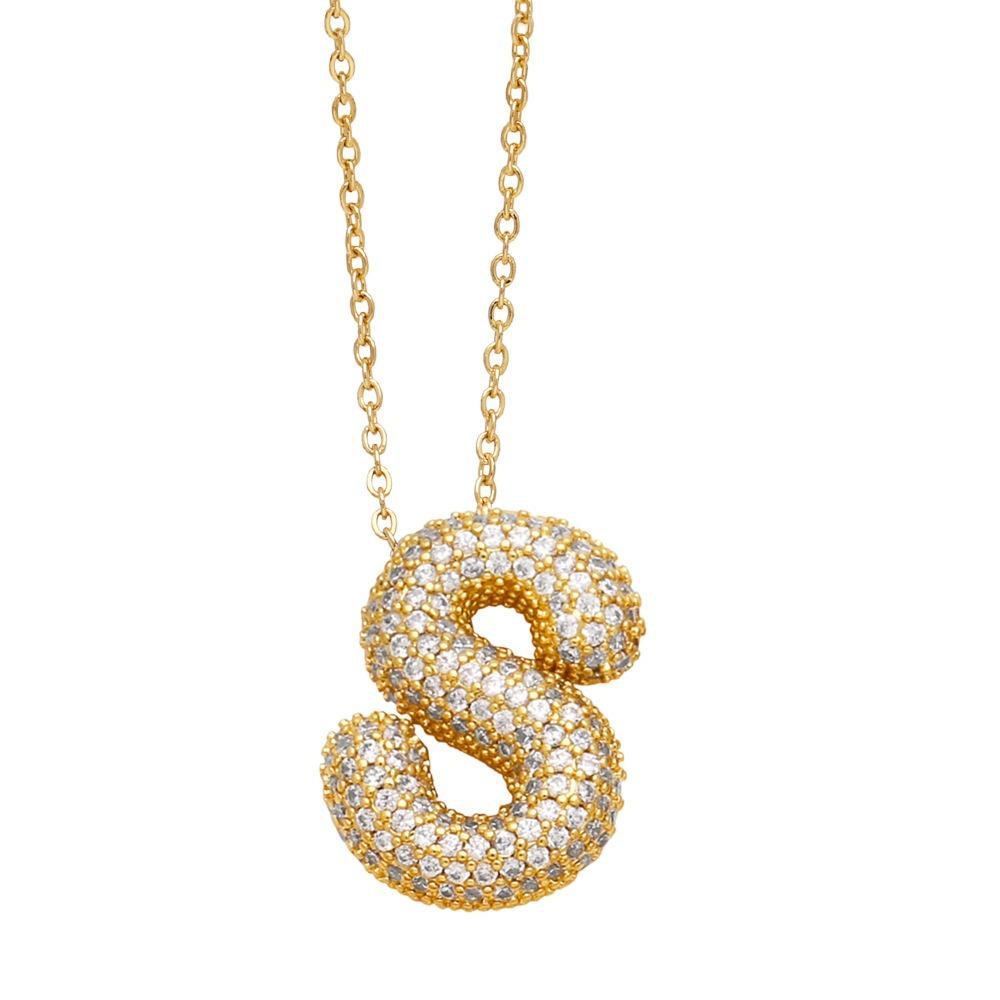 Alphabet 26 Letters Necklace Gold Color Women Sweater Chain Simple A-Z Letter Clavicle Chain  Daily