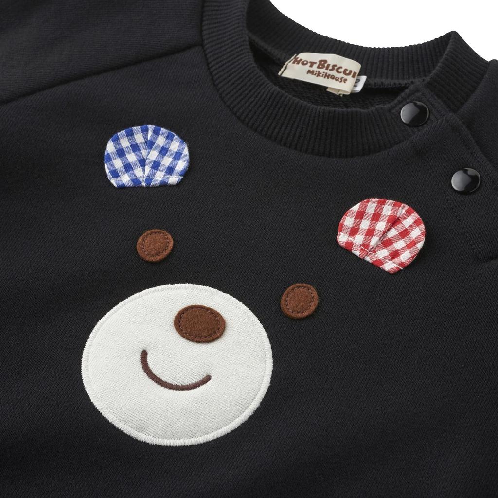 MIKIHOUSE HOT BISCUITS Sweatshirt & Pants Gift Set (Boxed) for Boys and Girls, Baby & Kids, Baby Shower Gift, Black, 70cm, 74-9944-146