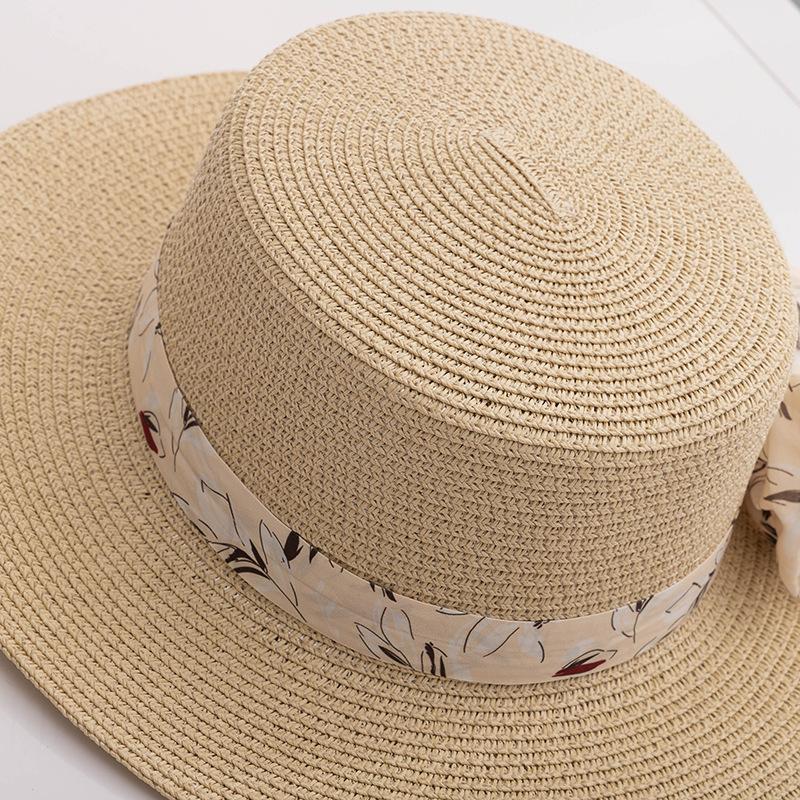 Bowknot Sun Hat Wide Brim Casual Sun Protection Straw Hats Stylish Breathable Panama Hat for Women