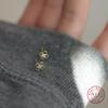 925 Sterling Silver Plated 14K Gold Zircon Flower Stud Earrings For Women Mini Exquisite Korean Jewelry