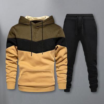 2 Teile/satz Männer Sport Outfit Mit Kapuze Langarm Front Taschen Sweatshirt Elastische Taille