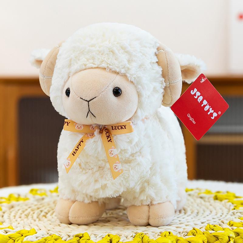 Jsqtoys Sheep Cute Plush Doll With Bow Decoration And Pp Cotton For Gift Kids