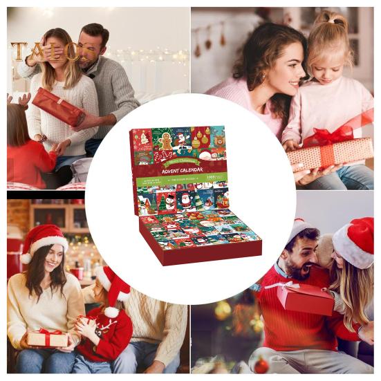 Weihnachts-Adventskalender-Puzzle 1000 Weihnachts-Countdown-Puzzle Winter Santa Schneemann Weihnachtsschmuck