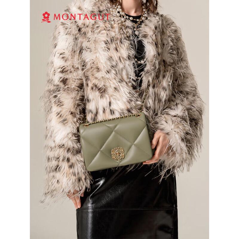 Montagut Women s Genuine Leather Rhombus Chain Shoulder Bag