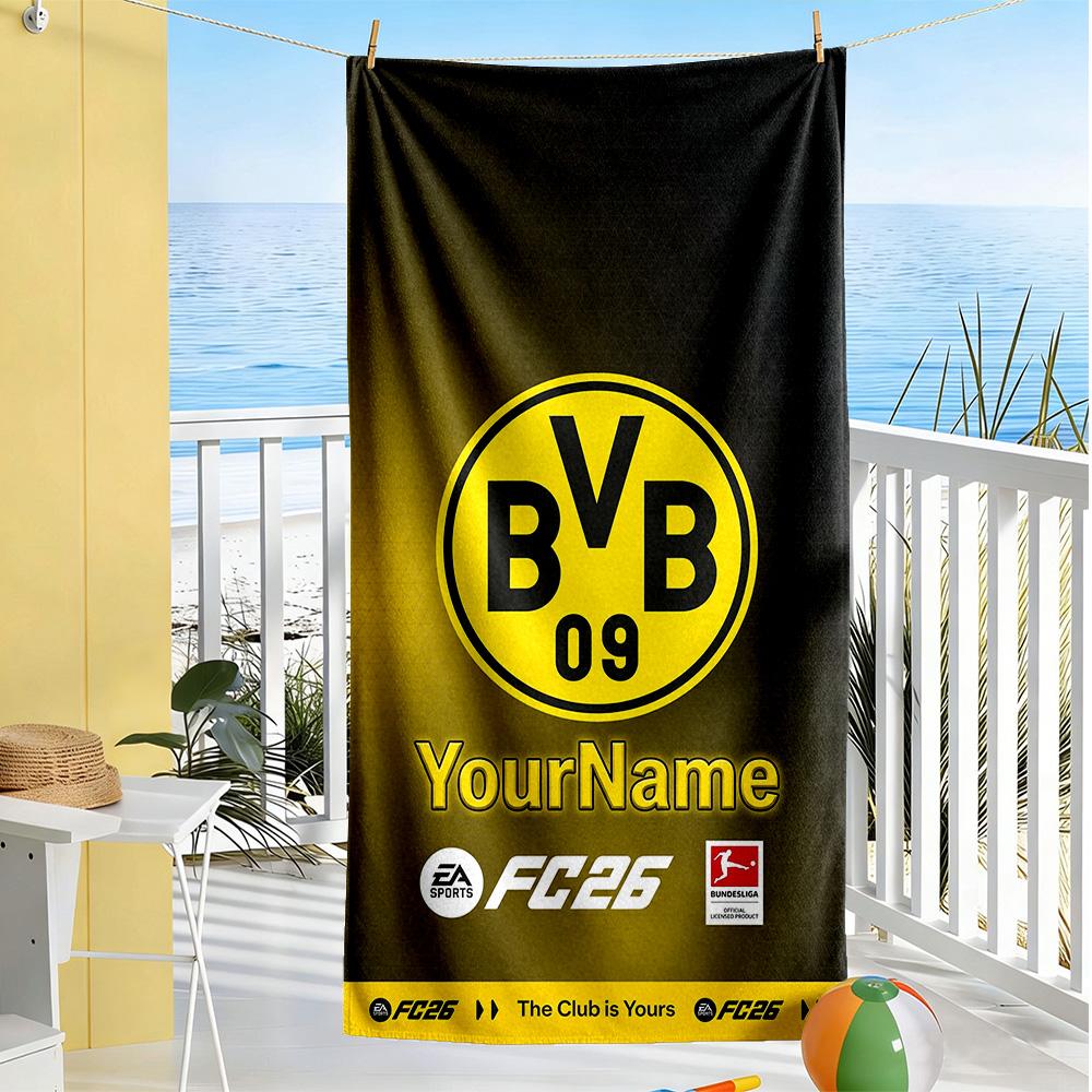 Borussia Dortmund Personalized Name Beach Towel Soft Durable Quick-Dry Portable for SwimmingBeachCamping Travel Beach AccessoriesGym