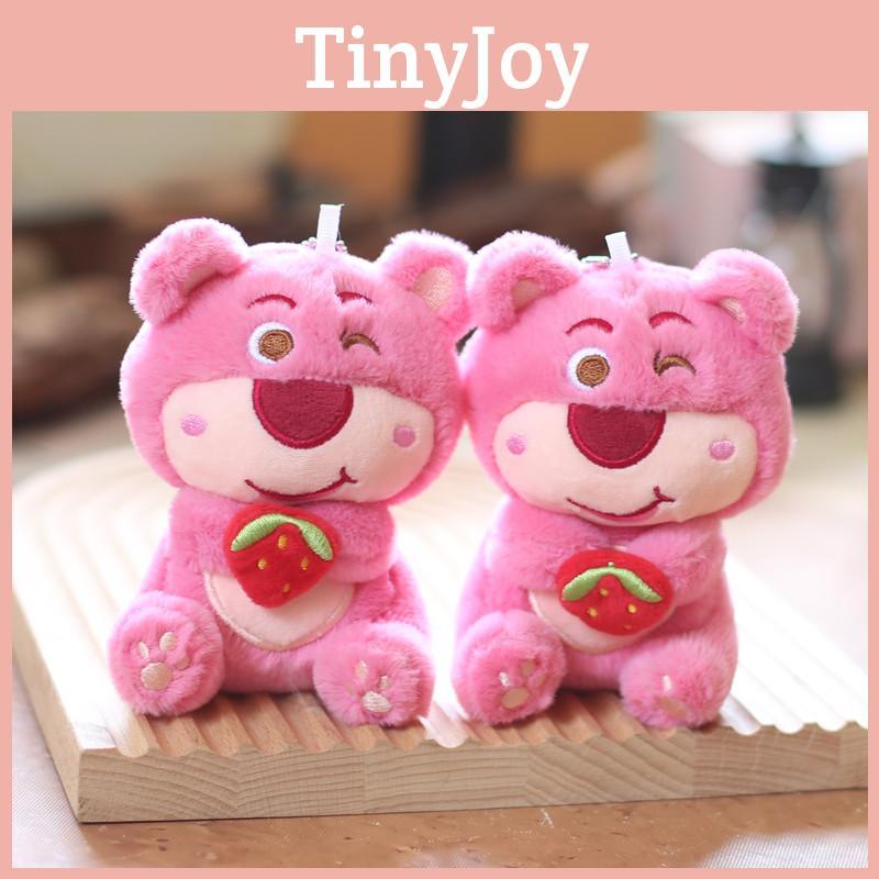 Adorable Pink Strawberry Bear Plush Keychain Soft And Cute Toy For Bag Or Purse Decoration