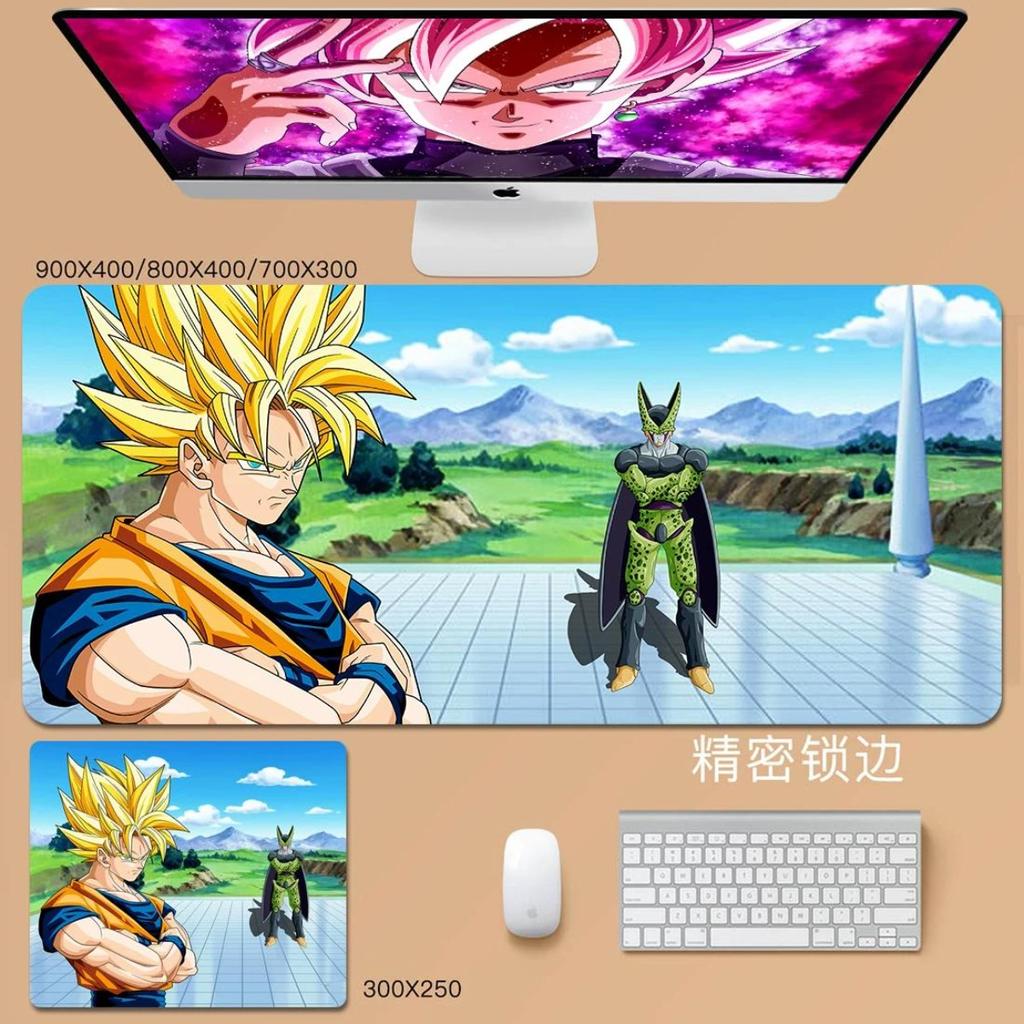 Laptop-Mauspad Dragon Ball Animation Son Goku Leder-Mauspad Cartoon Vegeta Bulma Broly Großes Tastaturpad Schüler Lernen Schreiben Schreibtischunterlage