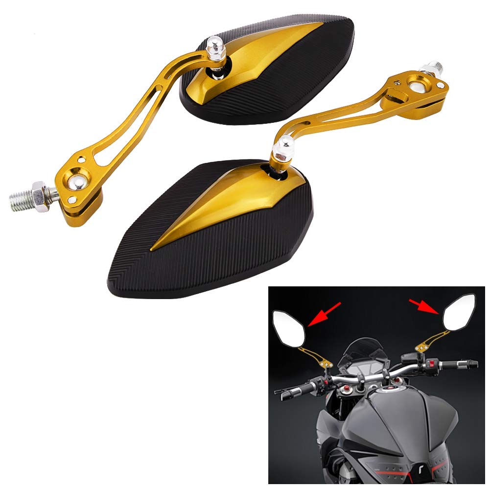 Rearview Mirror, Impact Resistant Motorcycle Mirror 2 Pcs/Motorcycle Set (Yellow)