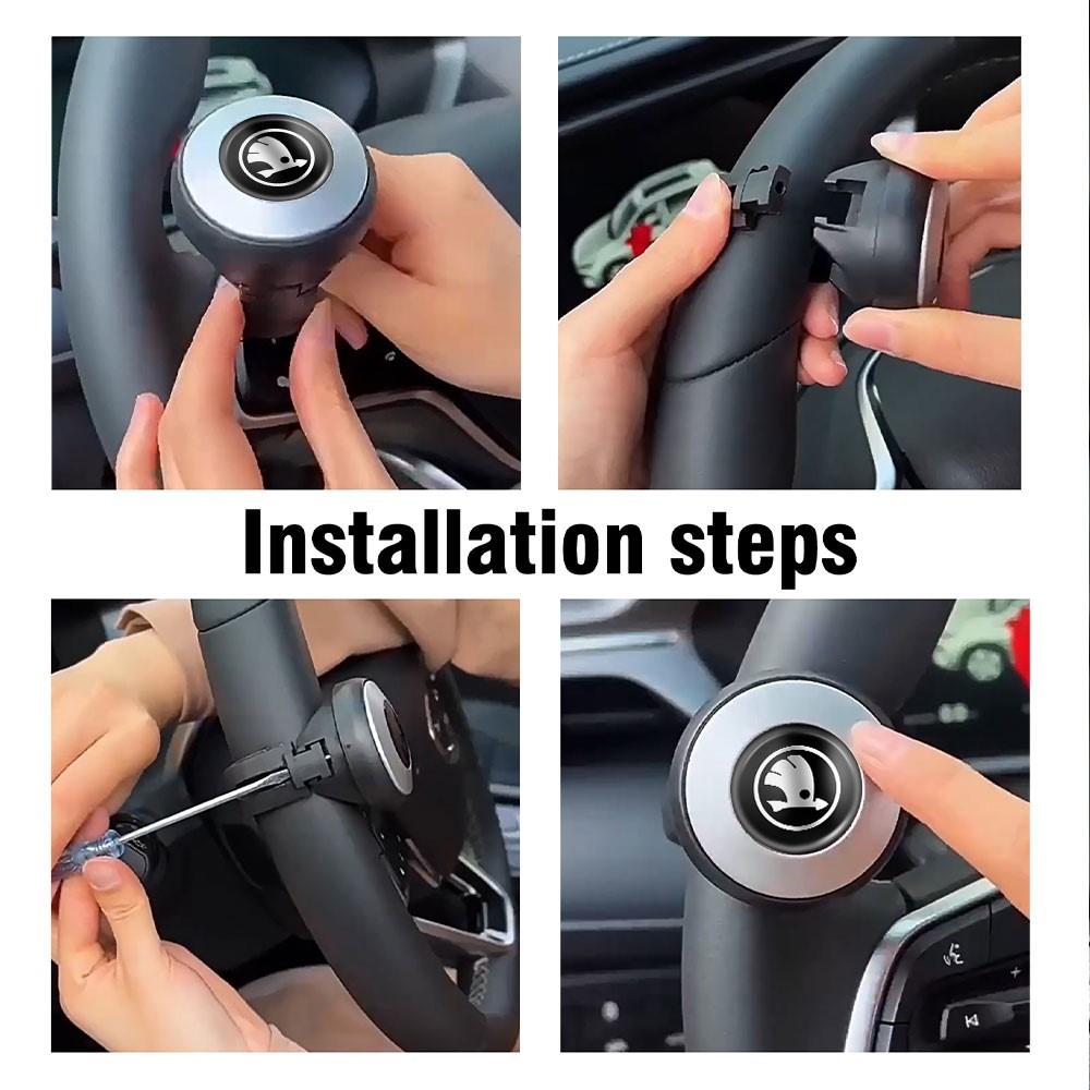 YMK5  Car Steering Wheel Booster Ball Spinner Knob Bearing Power Handle Rotating Interior Accessories For Skoda Kodiaq Octavia MK3 MK2