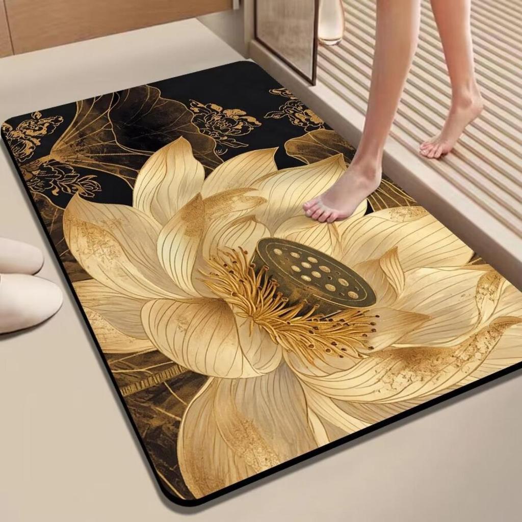 Diatom Printing Bathroom Thickening Mat Bath Non-slip Carpets In Wash Basin Bathtub Side Floor Rug Shower Room Doormat Memory Foam 3D Pad