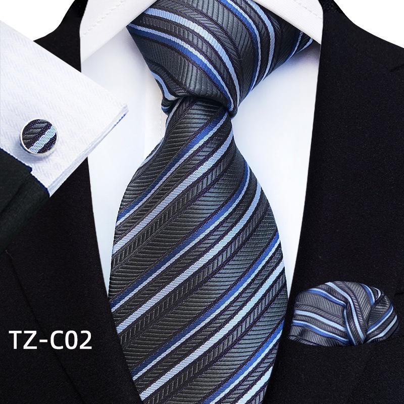 Men's Black Business Tie Gift Set: Striped & Plain Ties, Pocket Square, Tie Clip