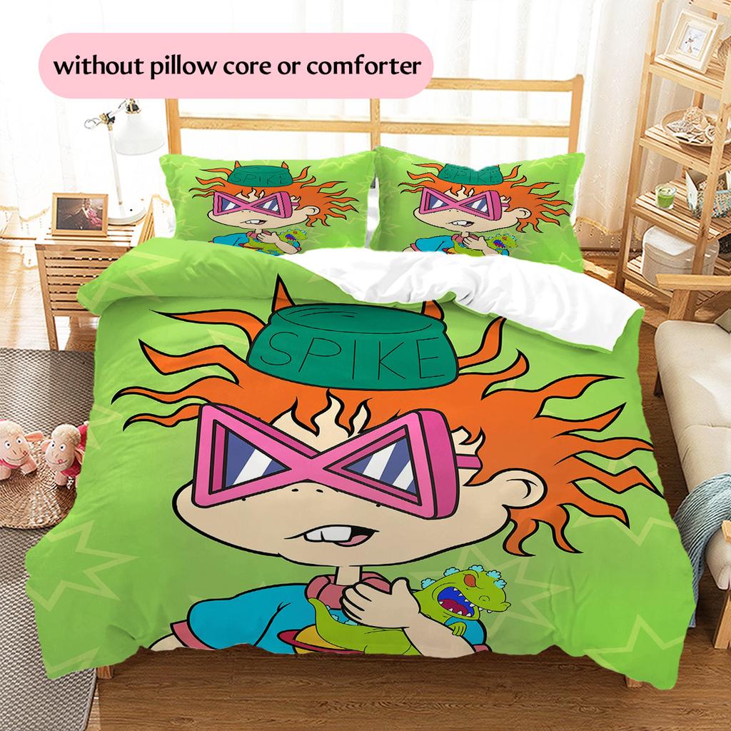 Rugrats  Pattern Bedding Quilt Set  Home Decoration  Gift (1 * Duvet Cover + 2 * Pillowcase  Without Core)