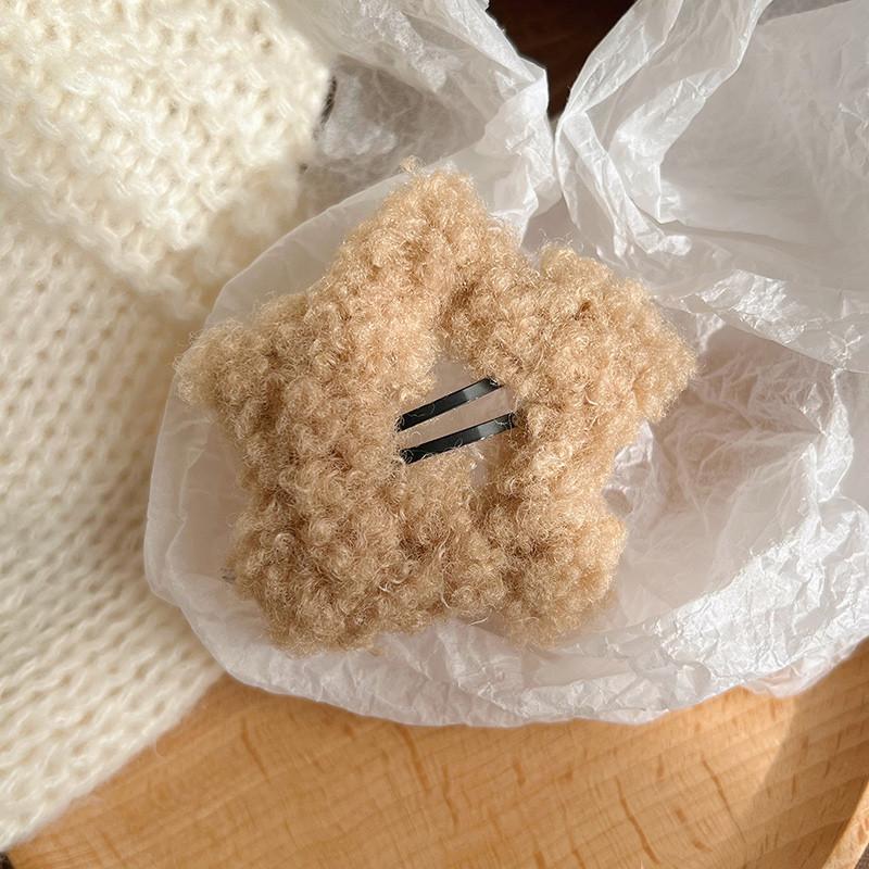 Fashion Y2k Cute Sweet Candy Color Plush Furry Star Hair Clips For Women Girls Trendy BB Clip Hairpin Barrettes Hair Accessories