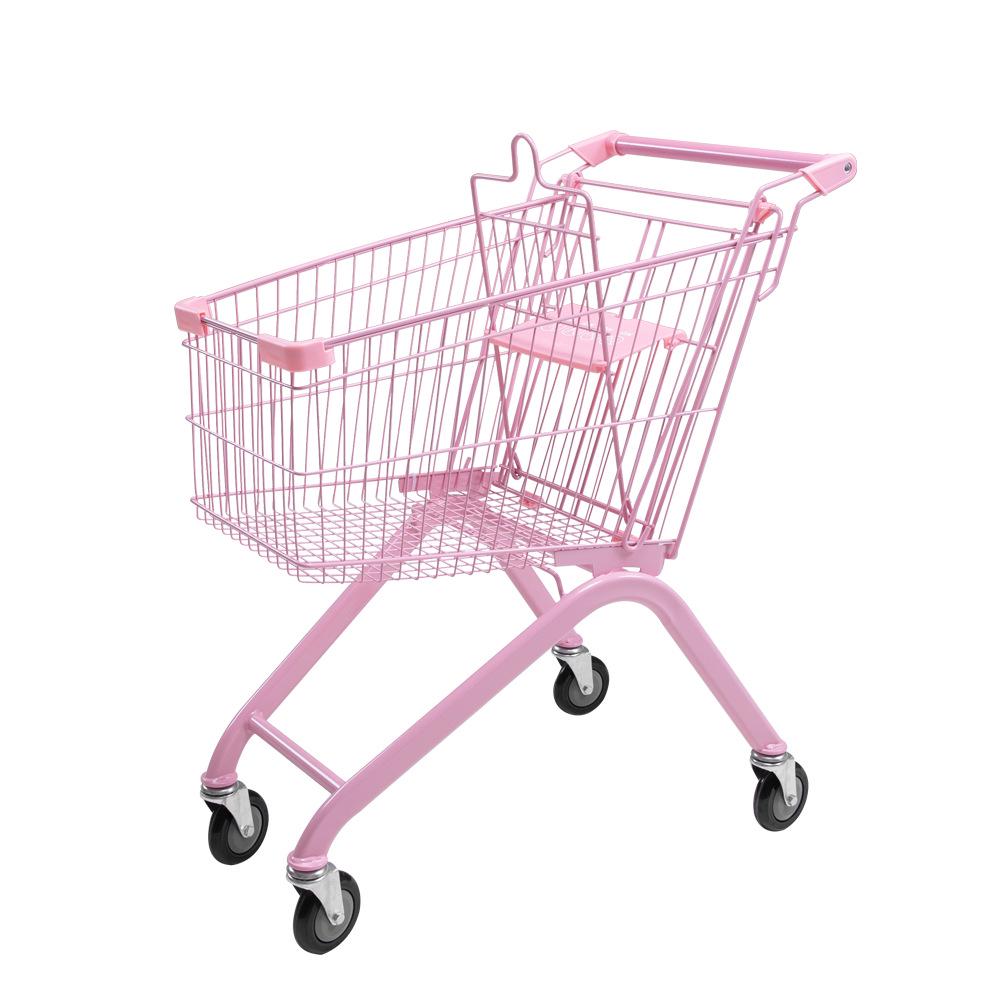 60L Pink Shopping Cart Trolley for Supermarkets, Malls, Warehouses, and Convenience Stores