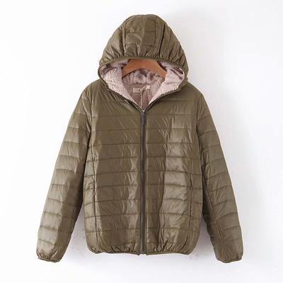 Winter Hooded Slim Slimming Lamb Cashmere Closing Elastic Short Cotton-padded Jacket Women's Plus Size