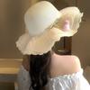 New wavy straw hat summer visor hat flower seaside beach vacation new sun protection brim sun hat