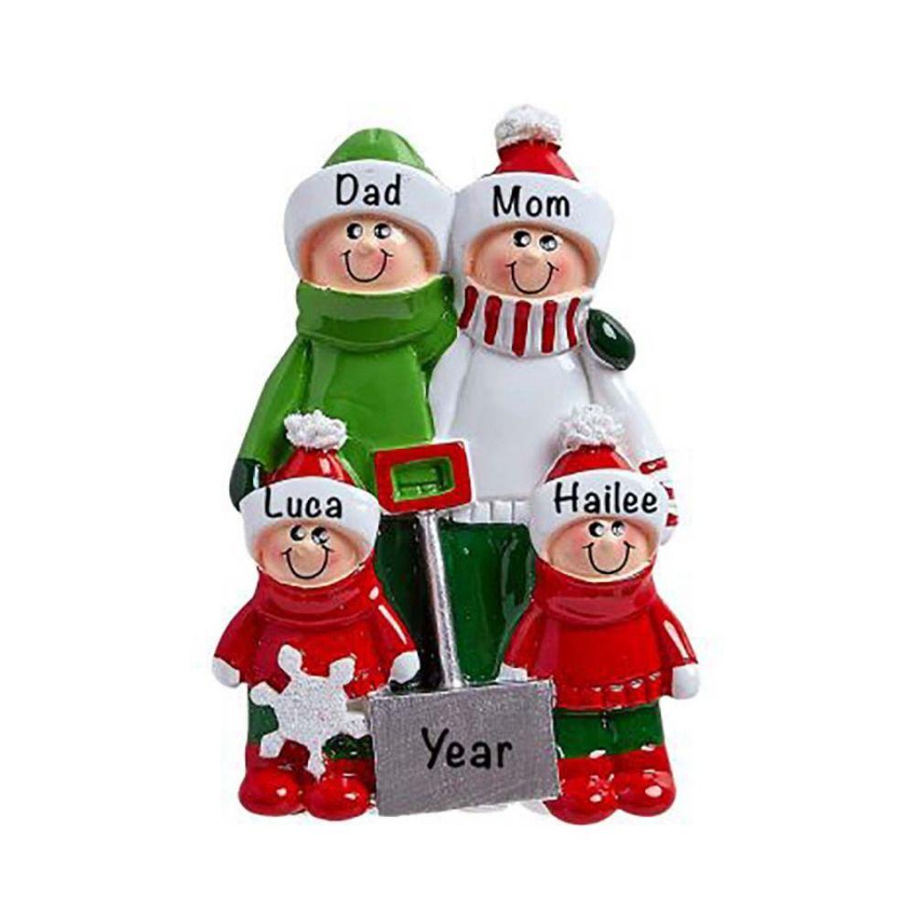 Color Painting Family Xmas Pendants Resin Christmas Tree Ornaments  Christmas