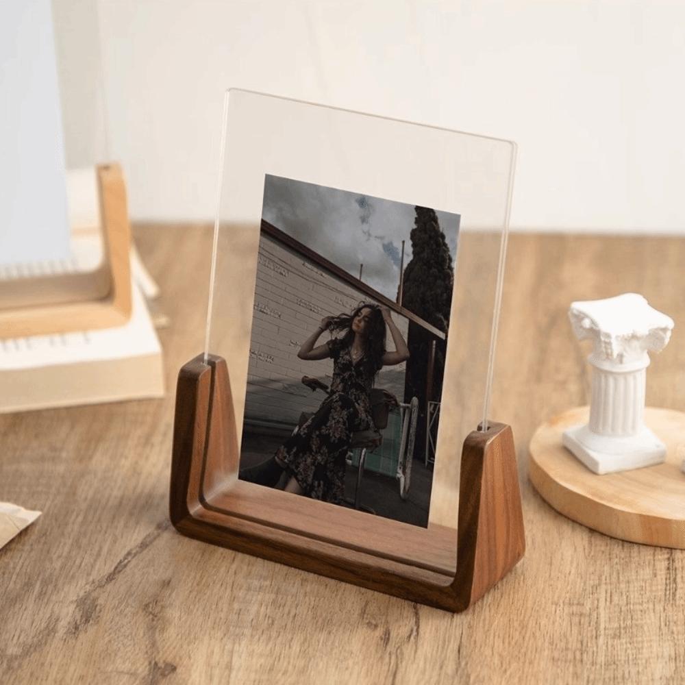 U Shape Desktop Picture Frame Wooden Photo Display Rack New Photo Holder  Wedding Use