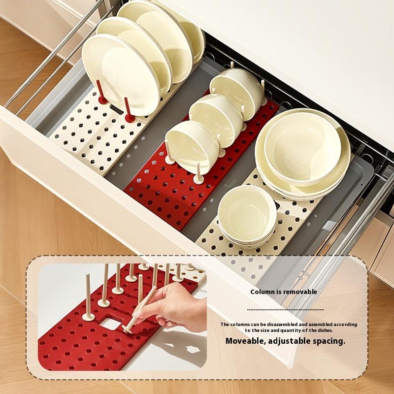 Removable Dish Draining Rack Kitchen Pot Lid Plates Storage Racks Multipurpose Shelf Bowl Drying Holder Kitchen Organizer