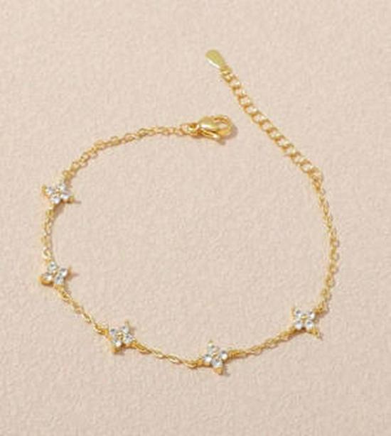 18K Gold Plated Four-Leaf Clover Star Necklace with Zircon and Sterling Silver for Elegant Women