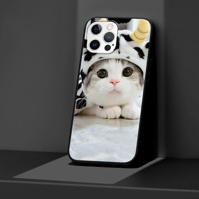 Cute Cat Black Case For Apple Iphone 11 13 12 Mini 14 Pro Max Xr 7 8 +Se 2020 Xs 6 6s Plus 5 5s Silicone Phone Cover Cartoon