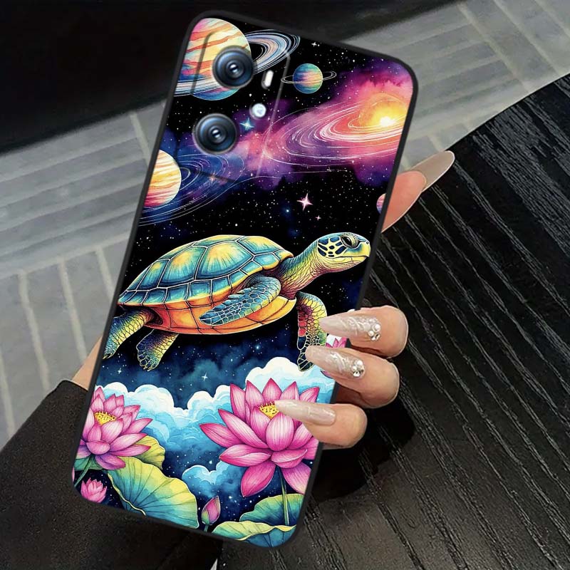 Cartoon Anime Turtle Elephant Phone Case For OPPO Reno 5 6 7 A96 A40 A58 Realme GT A74 A78 Neo2 A74 A78 Find X5 X3 X7 X8 Black