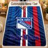 Flannel BlanketNew York Rangers Custom Name Text Personalized Soft Warm Throw Blanket Home Decor Gift