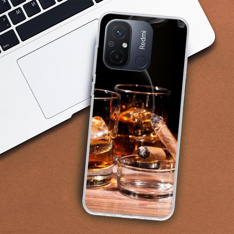 Cigar Whiskey Ice Drink Phone Case For Xiaomi Redmi 12 12C 10 10C 10A 9T 9C 9A 9 8 8A 7 7A 6 6A K20 K30 K40 Pro S2 Fundas Cover