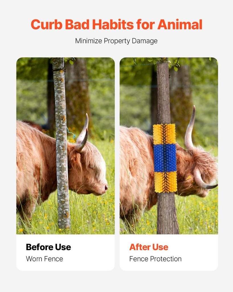 Livestock Scratching Brush 2Pcs Itch Relief Horse Scratcher Brush 17.1 in