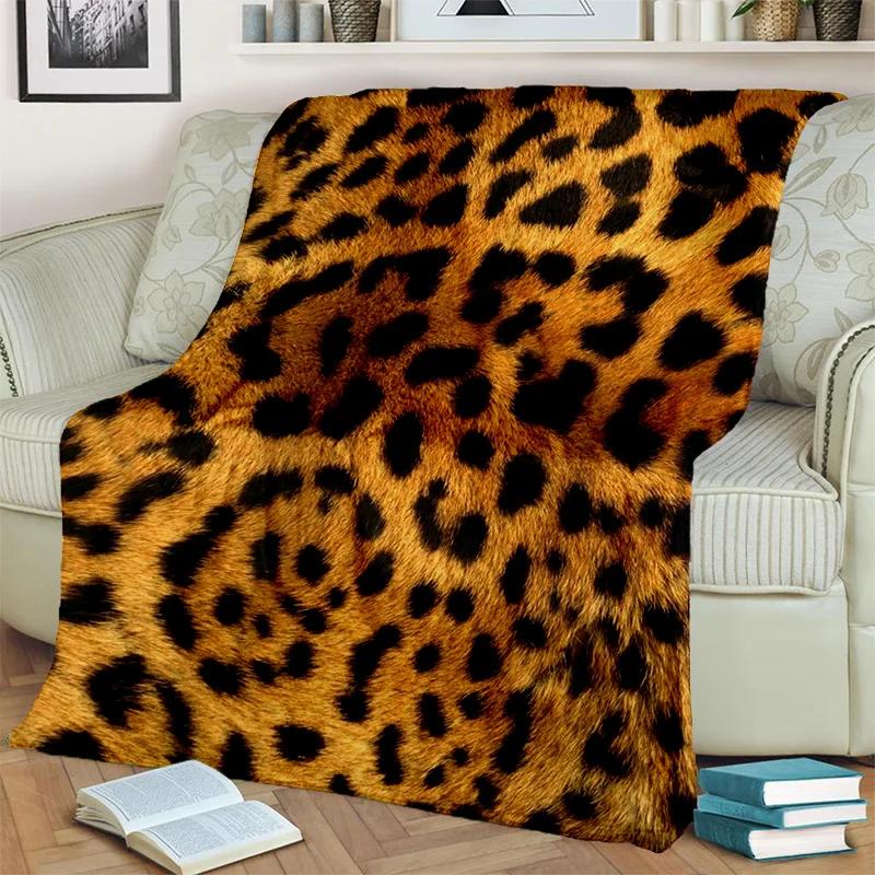 3D Wild Leopard Stripe Print Series Blanket,Soft Throw Blanket for Home Bedroom Bed Sofa Picnic Travel Office Cover Blanket Kids