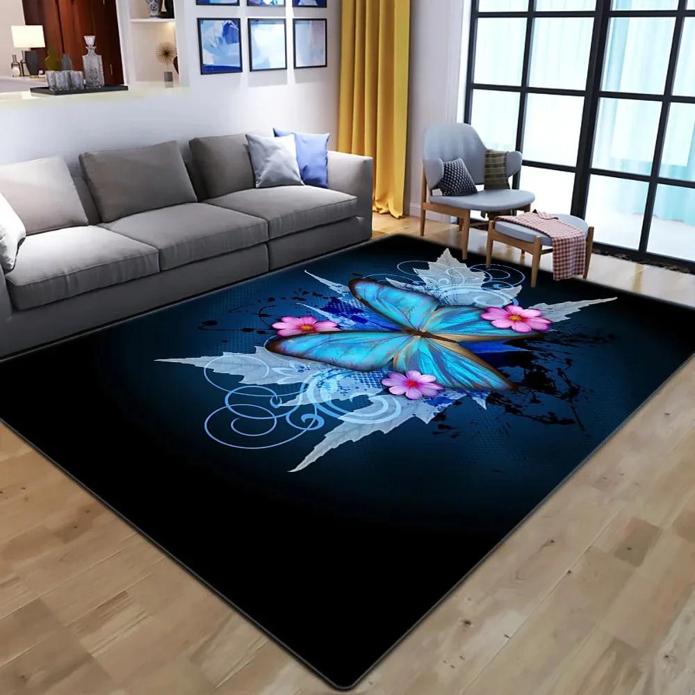 Dreamy Butterfly Pattern Carpets for Living Room Bedroom Area Rugs Child Room Play Rug Cartoon 3D Printing Kids Game Mats