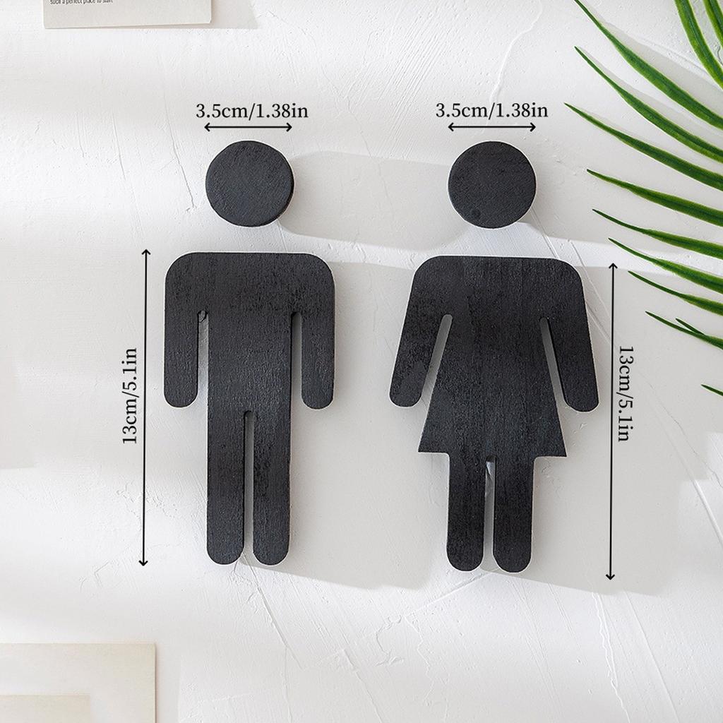 Stylish Wood Restroom Signs Men and Women Bathroom Signs Toilet Signage Plaques Set for Indoor Public and Home Use