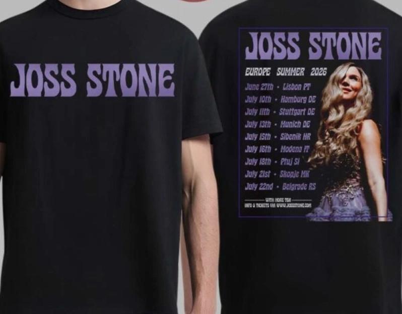 Joss Stone Europe Summer 2026 Tour Schedule Dates Two Sided TShirt Unisex T-Shirt L