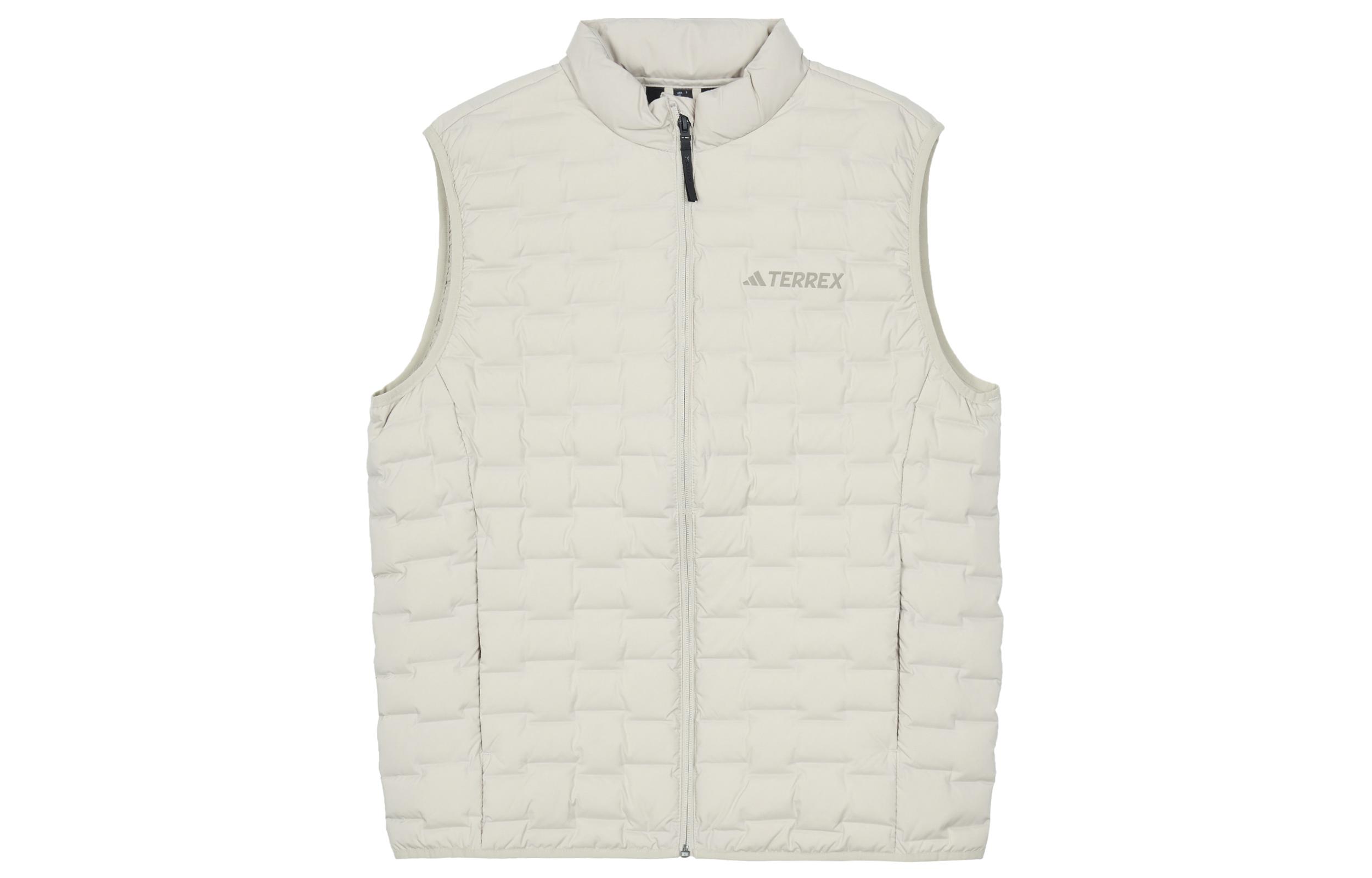 Adidas Down Vests Men s Ecru Stand Collar Moderate IT8696 XL