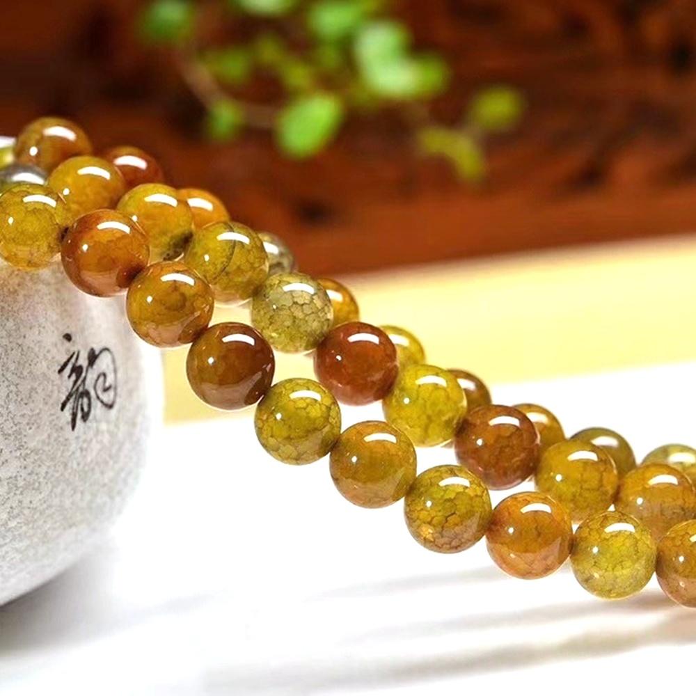 Agates Dragon Jaune Pierre Perles Rondes Naturelles 15" Fil Lisses Perles d'Espacement Libres 4/6/8/10/12mm pour Fabrication de Bijoux DIY Bracelets Accessoires