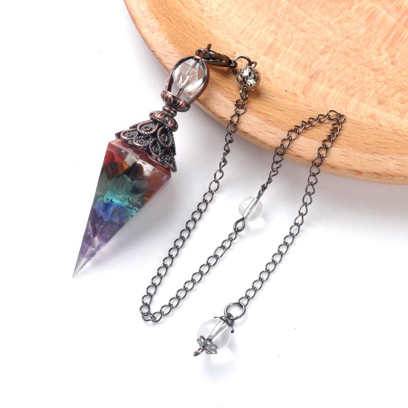 Natural Stone Spirit Pendulum Pendant Latticed Chain Energy Luck Mysterious Reiki Resin For Jewelry Making Accessories Necklaces