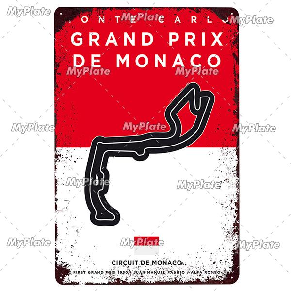 Racing Track Metal Sign Vintage Plaque Sercive Tin Sign Wall Decor For Garage Race Car Plate Crafts Poster F1 Game Custom