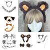 Deer/Elephant/Cheetah/Bear/Dog/Leopard Costume Set Ear Headbands Tail Bows Halloween Christmas Animal Cosplays Costume