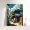 Manga Style Japanese Street Landscape Canvas Prints Night Hut Wall Art Posters for Living Room Coffee House Bar Home Decor Gifts