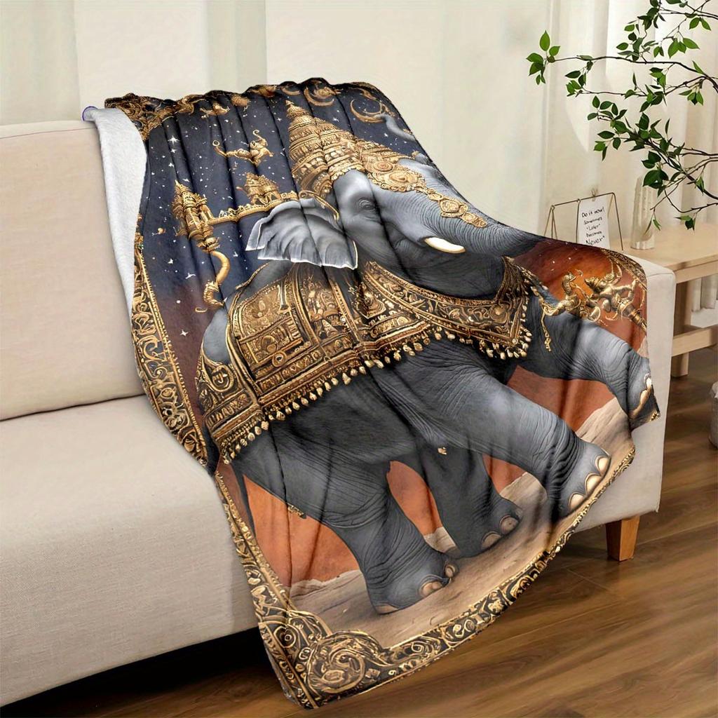 Elephant Outdoor Blanket Soft Warm Throw Blanket Nap Blanket For Couch Sofa Office Bed Camping Travel Multipurpose Gift Blanket For All Season