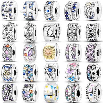 925 Silver Star Moon Daisy Butterfly Safety Chain Charms DIY Jewelry Gift for Original Bracelet