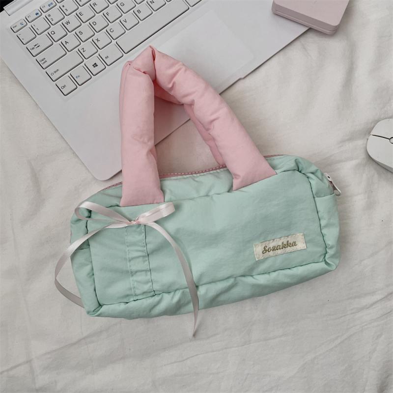Cute Multi Color Bow Pencil Case Large Capacity Multi Functional Pencil Storage Bag Students Pen Bag Handheld Makeup Bag