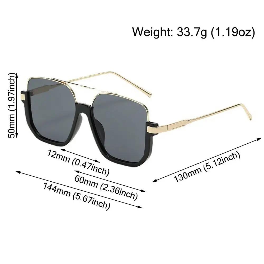 1Pc Vintage Oversized Sunglasses Fashion Square Shades For Women Men Trendy Popular Half Metal Frame Eyewear Uv400 Sun Glasses
