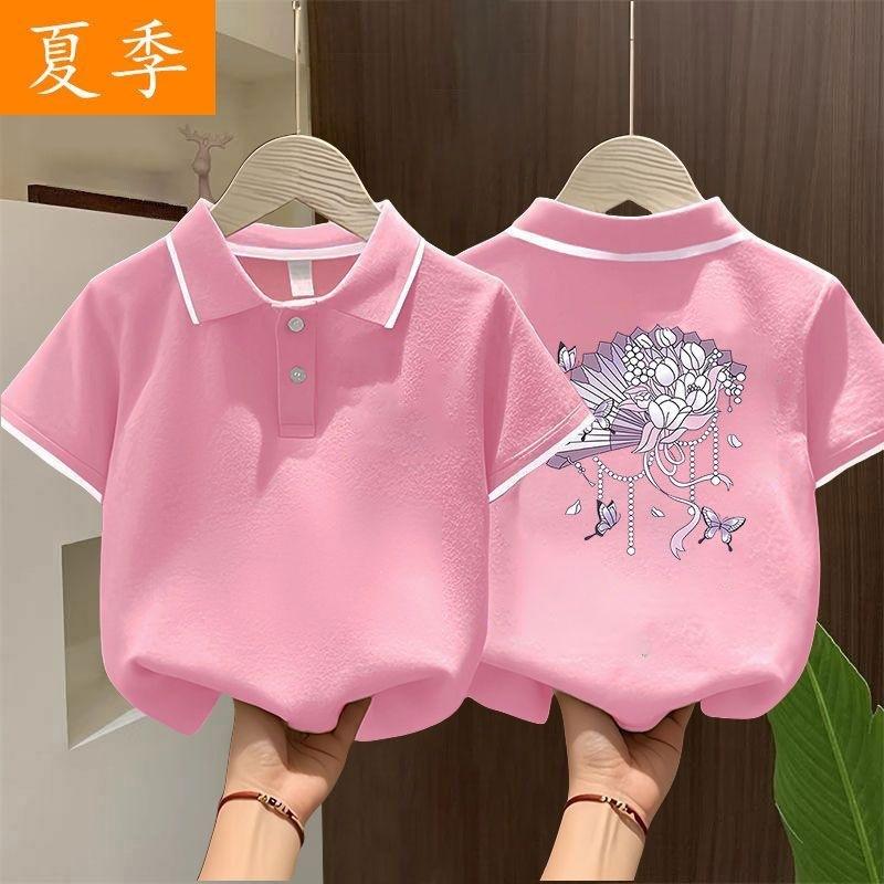 Summer Girls Fashion Polo Shirt Short Sleeve Collar T-Shirt For Big Kids Casual Top