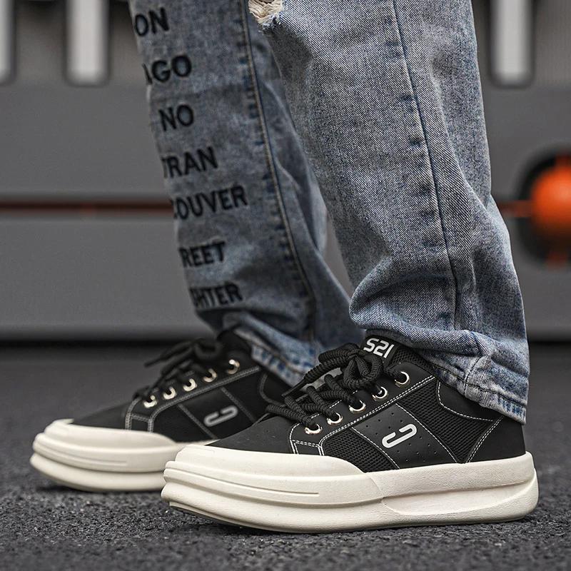 Design Men Chunky Sneakers Fashion Casual Increased Internal Cover Bottom Platform Shoes New High Quality Thick-soled Walking