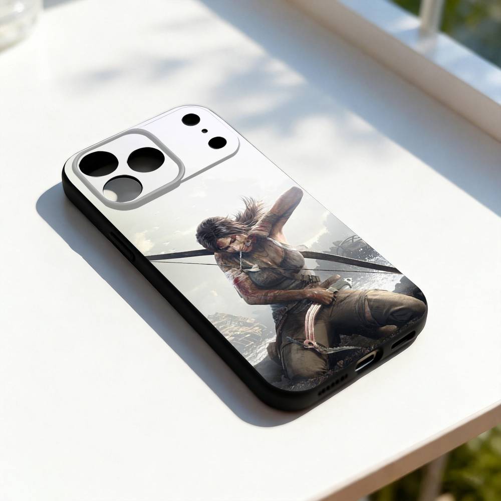 L-Lara C-Croft Cool For iPhone 17,16,15,14,13,12,11,Pro,Max,Plus,E,SE4,Air,Mini Black Soft Cover Phone Case