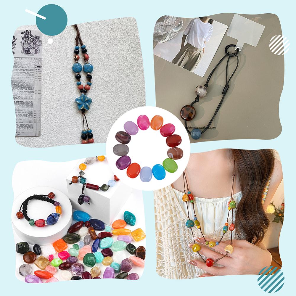 100Pcs Acrylic Beads, Imitation Gemstone Style, Oval, Mixed Color, 19x15x7.5mm, Hole: 2mm
